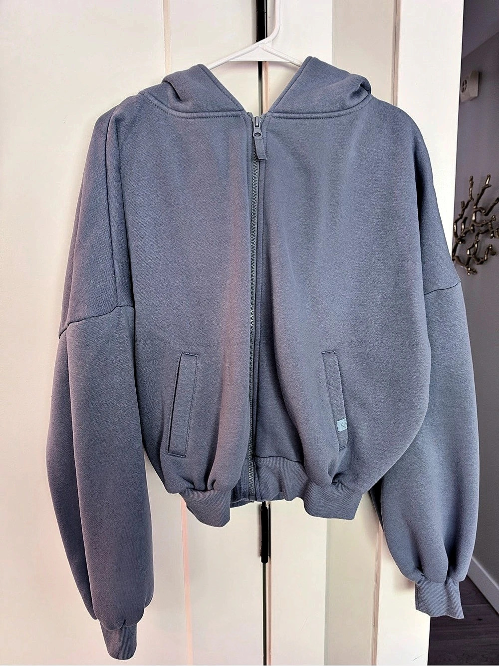 BLOGILATES periwinkle Blue Zip-Up oversized Hoodie Size XS GREAT